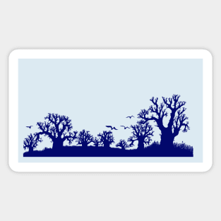 Baobab Trees Silhouette Blue Sticker